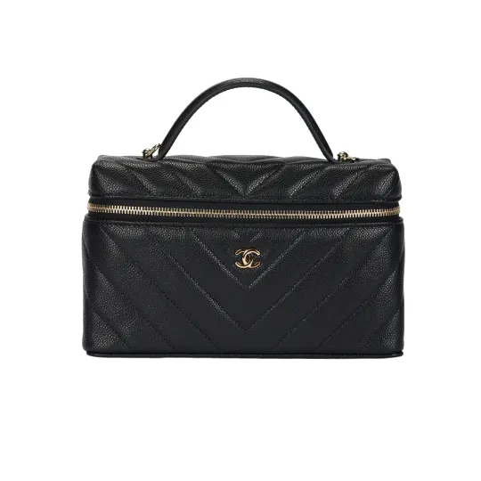 CHANEL Chanel 26S VANITY Double C Logo кожаная цепочка с ремешком на плечо, дизайнерская сумка LP из воловьей кожи, женская сумка через плечо, черная