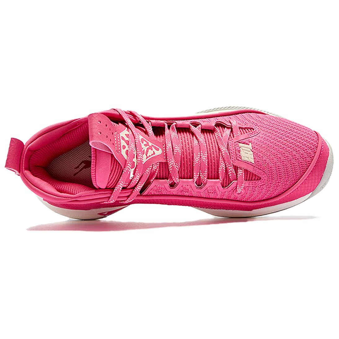 QIAODAN Prickle 8 Comfortable And Trendy Mid top Basketball Shoes Men’s Pink Beige