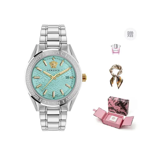 VERSACE Versace, quartz watch, green dial for men and women, perfume, waterproof sports gift box for leisure, quartz mechanism, European style, light luxury style, for beloved