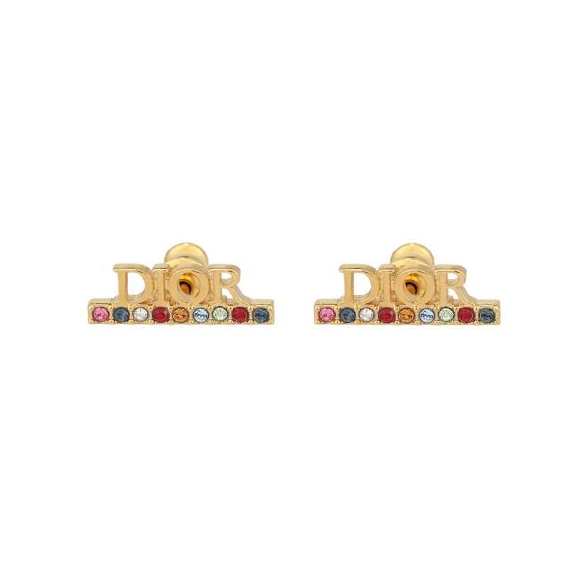DIOR Metal, Multicolor Faux Crystal Stud Earrings Women's Multicolor