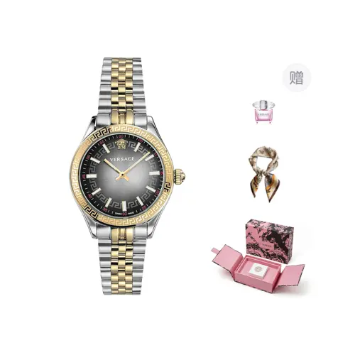 VERSACE Versace, quartz watch strap stainless steel, dial for men and women, perfume, fashionable trend waterproof gift box, quartz mechanism, 36, European style, light luxury style
