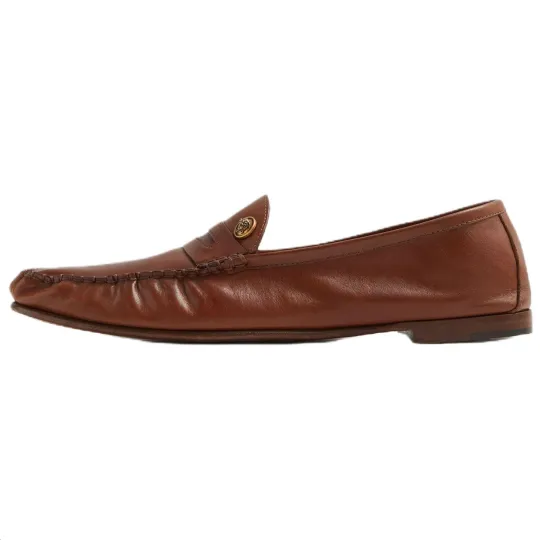 VERSACE Phannapast Medusa Casual Leather Shoes 0.5cm Men's Brown