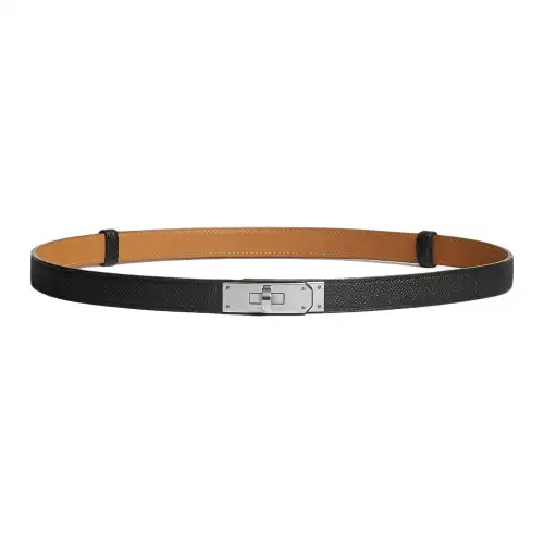 HERMES Cow Leather Belts Women's Black 1.8cm