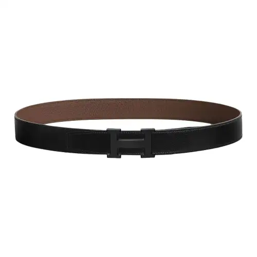 HERMES Constance Metal Calfskin Leather Belts Men's Width 3.2cm