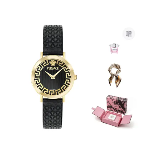 VERSACE Quartz watch strap stainless steel, black dial, women's watch, gift box, perfume, trend waterproof calendar, quartz mechanism, for beloved