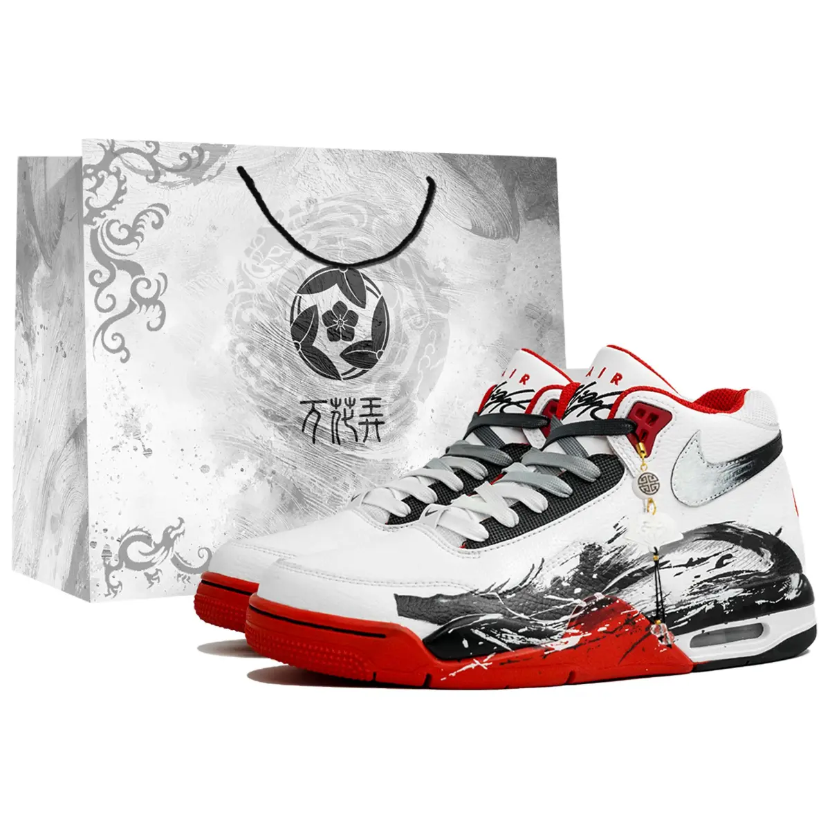 Nike Flight Legacy Kaleidoscope, Dragon Across The Seas, Shopping Bag Slip Resistant Abrasion Resistant Mid top