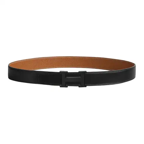 HERMES Constance Metal Calfskin Leather Belts Men's Width 3.2cm