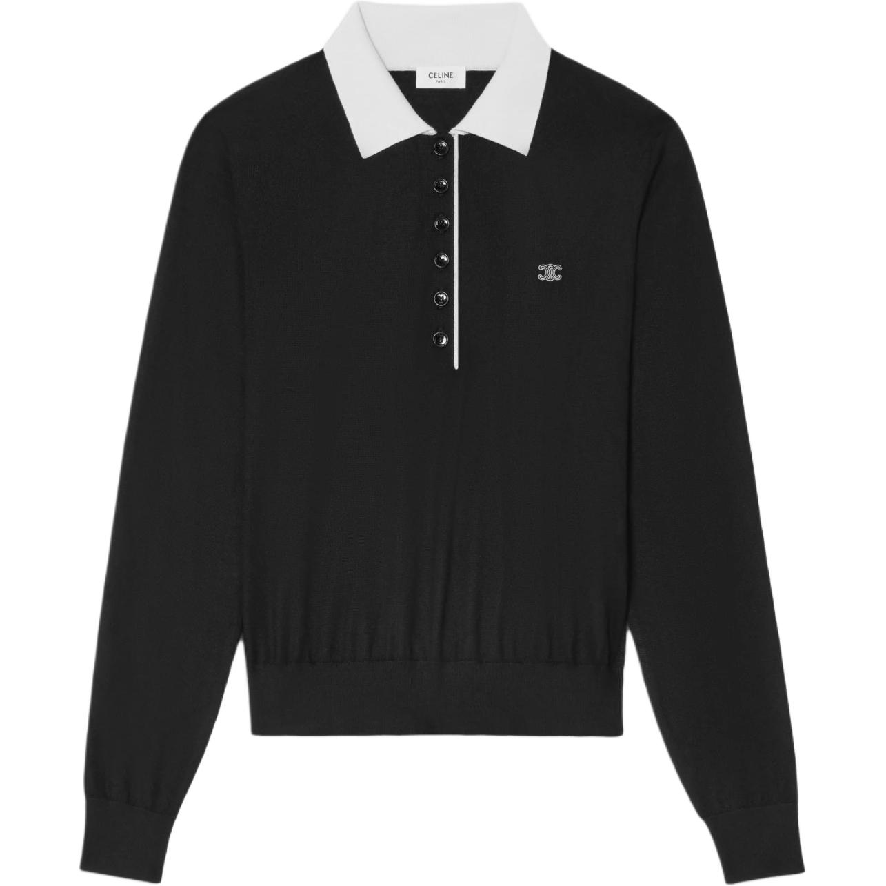CELINE Celine SS26 silk long-sleeved contrast color pullover cashmere sweater for women