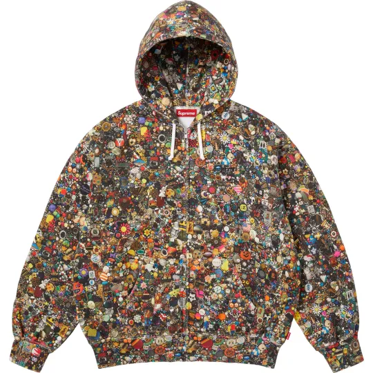 Supreme × Mike Kelley, совместная модель SS26 WEEK8, толстовка с капюшоном на молнии, толстовка с капюшоном на молнии с принтом, одинаковый стиль для мужчин и женщин