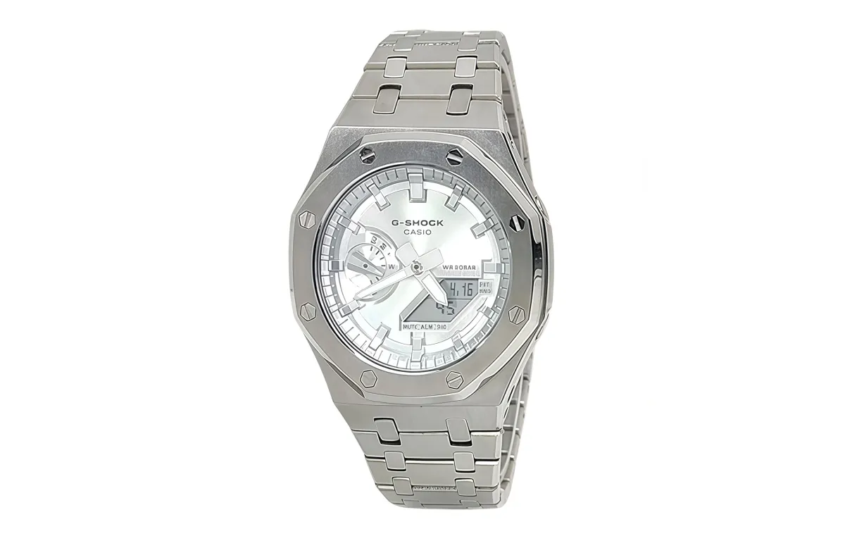CASIO Men Liquid Crystal/Analog Dual Display Series 44mm White Watch