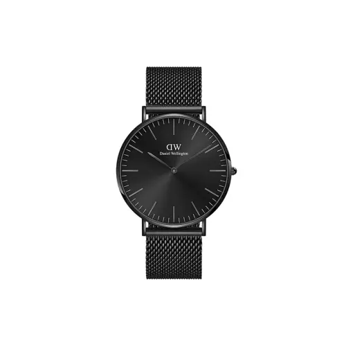 [Limited Gift Box] Daniel Wellington Daniel Wellington DW Watch Men's Black Warrior Watch Quartz Movement Stainless Steel Strap 40mm Black Dial Men's Watch Cool Fashion European and American Watch