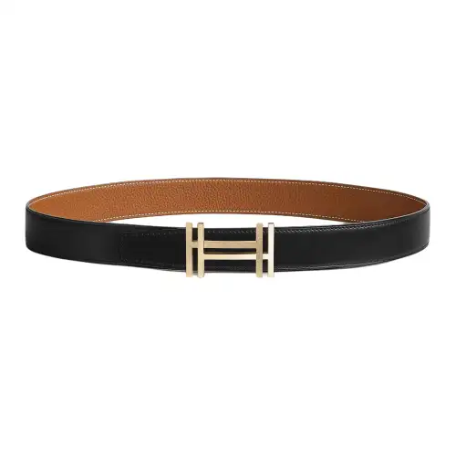 HERMES Royal Metal Calfskin Leather Belts Men's Width 3.2cm