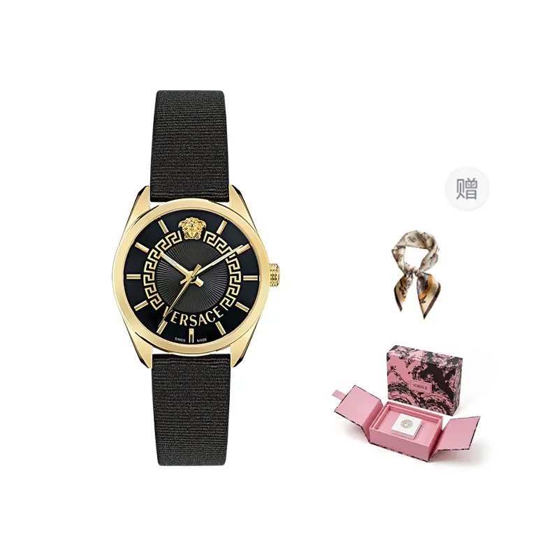 VERSACE Versace, quartz watch strap, black dial for men and women, perfume, sports waterproof gift box, quartz mechanism, light luxury style, for beloved