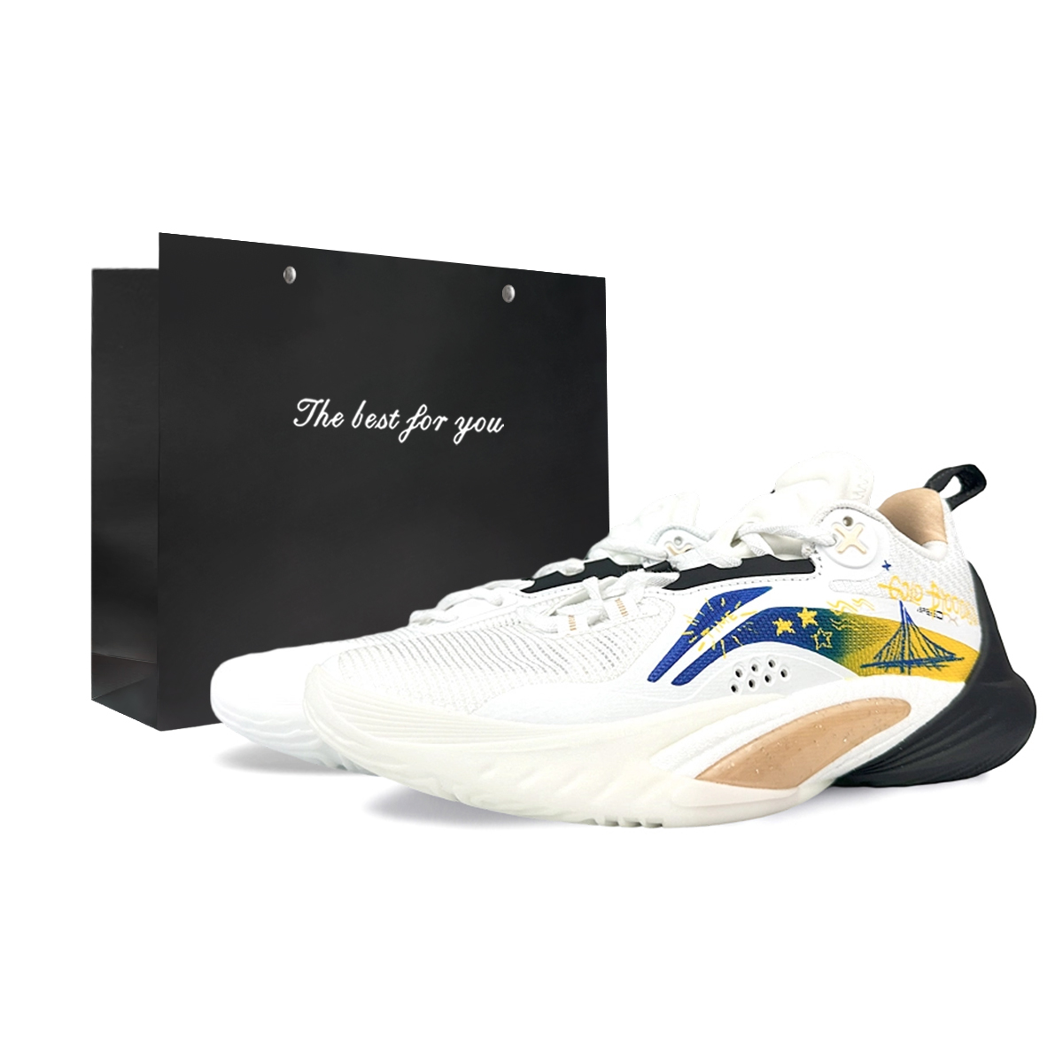 Li Ning Speed 10 Low top Basketball Shoes Men’s White Gold
