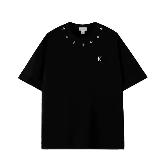 [Одежда по индивидуальному заказу] Пуловер с круглым вырезом CALVIN KLEIN Flash Cat Повседневная, универсальная, простая и модная футболка, одинаковый стиль для мужчин и женщин