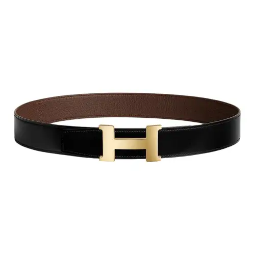 HERMES Constance Calfskin Leather Belts Men's Width 3.8cm