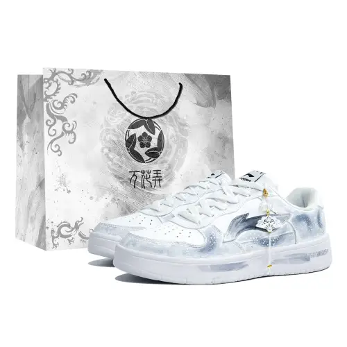 Li Ning Floating Boat Slip Resistant Abrasion Resistant Low top Skateboard Shoes Men's White Blue