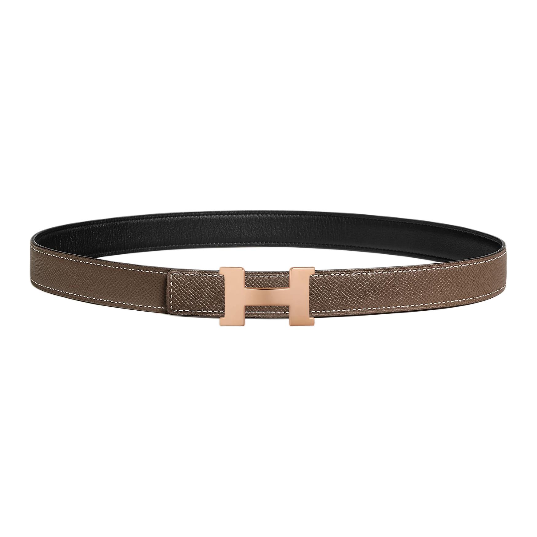 Женский ремень Hermes Mini Constance / 2.4cm (черно-серый) — фото 2