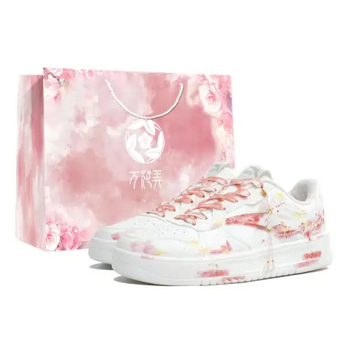 Anta Slip Resistant, Abrasion Resistant, Breathable Low top Skateboard Shoes Women's White Pink