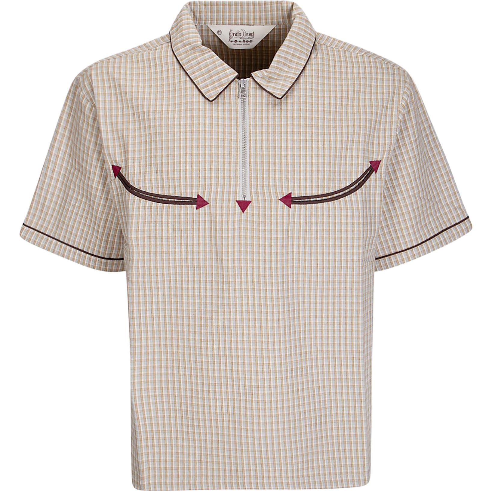 Мужская футболка Polo Brain Dead Check Western Shirt (серо-бежевая)
