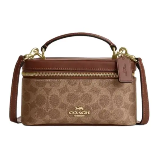 Сумка COACH RAINER 18 с логотипом бренда, маленькая женская сумка из искусственной кожи, коричневая