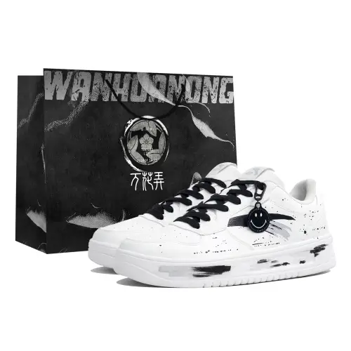 Anta Slip Resistant Abrasion Resistant Low top Skateboard Shoes Unisex White Black
