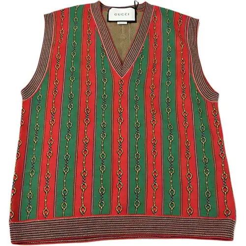 GUCCI Vests Unisex Multicolor V Neck Moderate Knitted Fabric