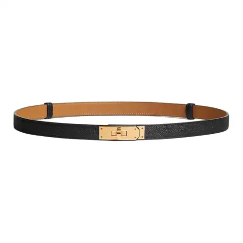 HERMES Cow Leather Belts Women's Black 1.8cm