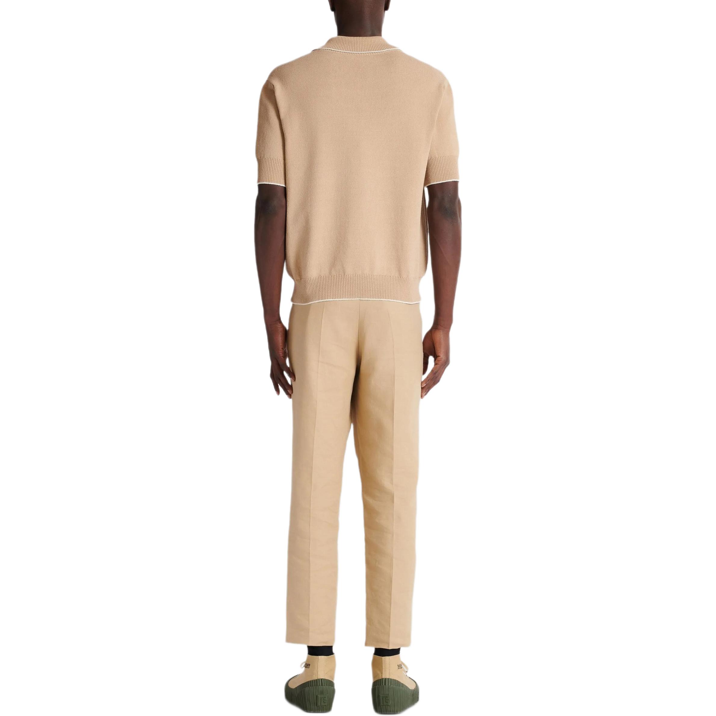 Мужская футболка BALMAIN SS25 VLogoPolo (бежевая) — фото 5