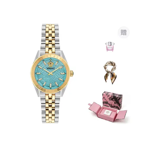 VERSACE Versace, quartz watch strap stainless steel, blue dial for men and women, perfume, waterproof gift box, quartz mechanism, for beloved
