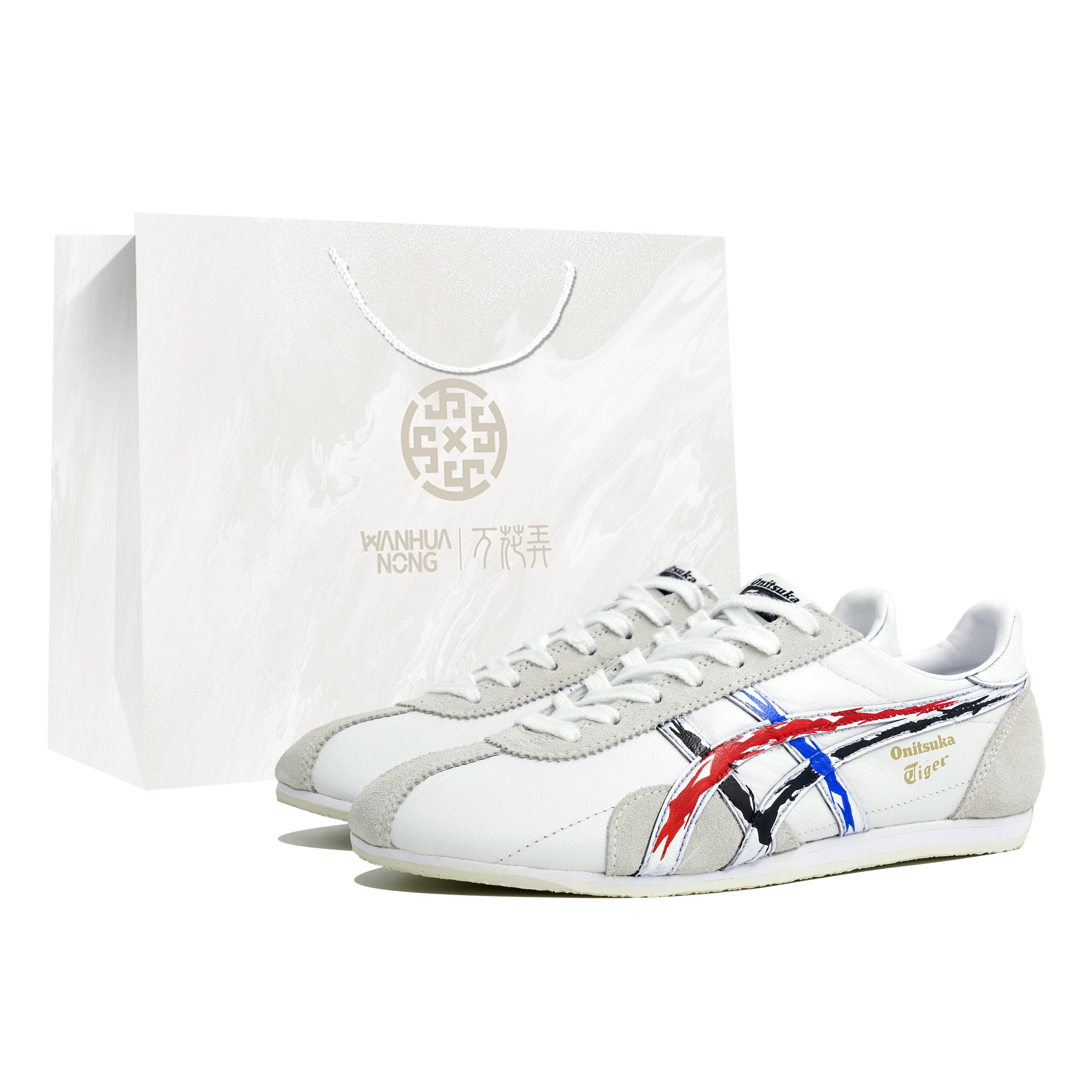 Onitsuka Tiger Runspark Slip Resistant Abrasion Resistant Low top Running Shoes Unisex Black White