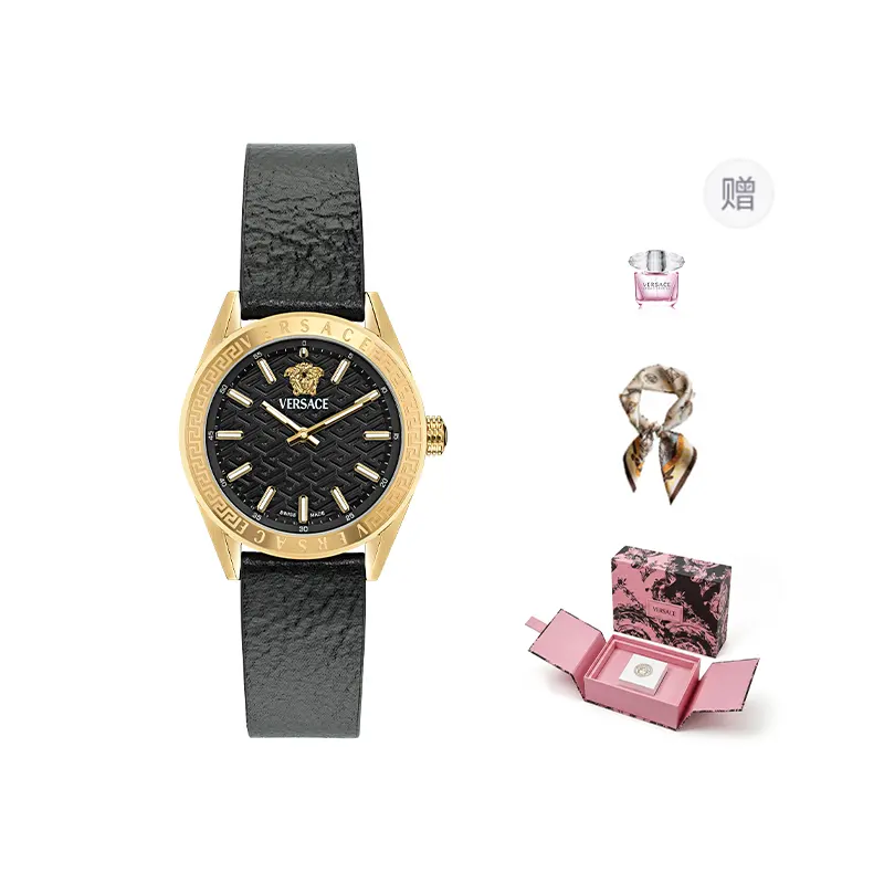 VERSACE Versace, leather quartz watch strap, fuchsia dial, women's watch, perfume, trend gift box for leisure, quartz mechanism, for beloved