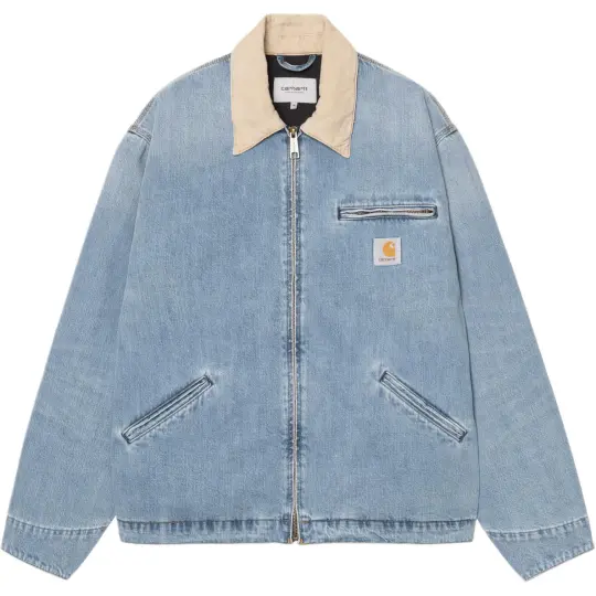 Carhartt WIP SS26 OG Detroit Jacket повседневная модная мужская джинсовая куртка с застежкой-молнией и лацканами с длинными рукавами