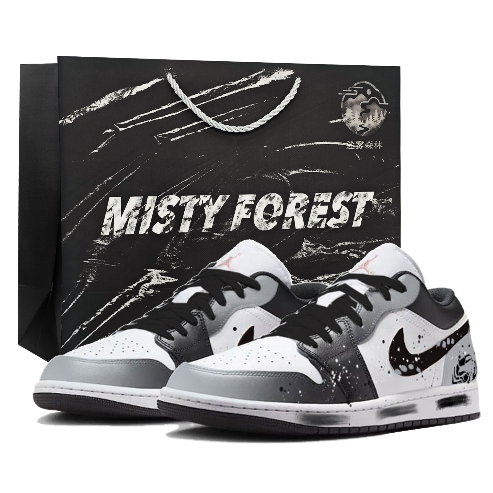 Jordan Air Jordan 1 Gray Ink Assassin, Shopping Bag Abrasion Resistant Waterproof And Breathable Support Low top