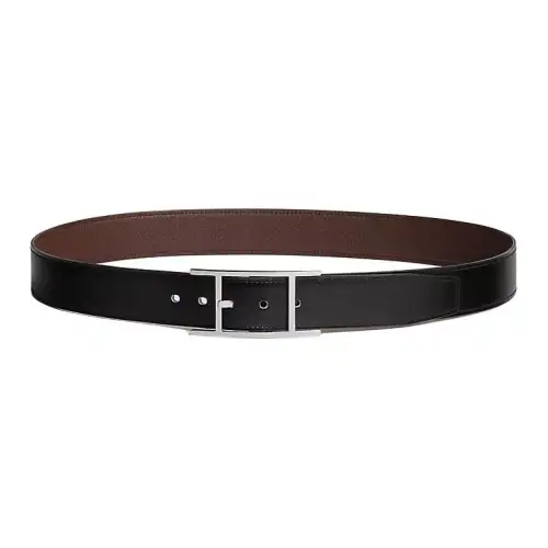 HERMES Quentin Metal Calfskin Leather Belts Men's 3.2cm