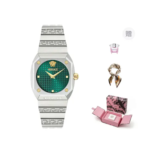 VERSACE Versace, leather quartz watch strap, black dial, women's watch, perfume, gift box, sports square watch for leisure, quartz mechanism, 35mm, for beloved