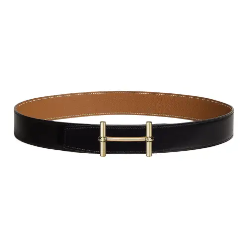 HERMES H D'Ancre Calfskin Leather Belts Men's Width 3.8cm