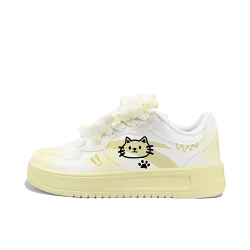 Anta Easy Hand Painted Kitten, Niche, Campus Style, Couple, Cute Versatile, Shiro Shoes, Light And Comfortable