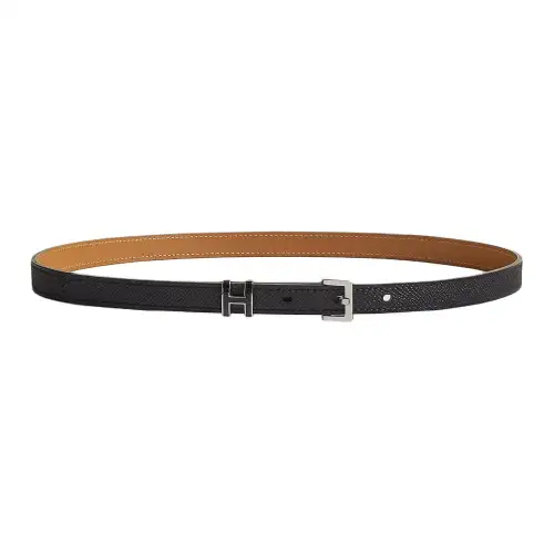 HERMES Calfskin Leather Belts Women's Width 1.5cm