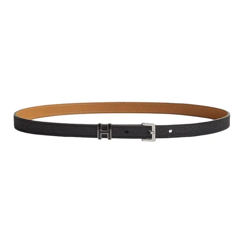 HERMES Calfskin Leather Belts Women's Width 1.5cm