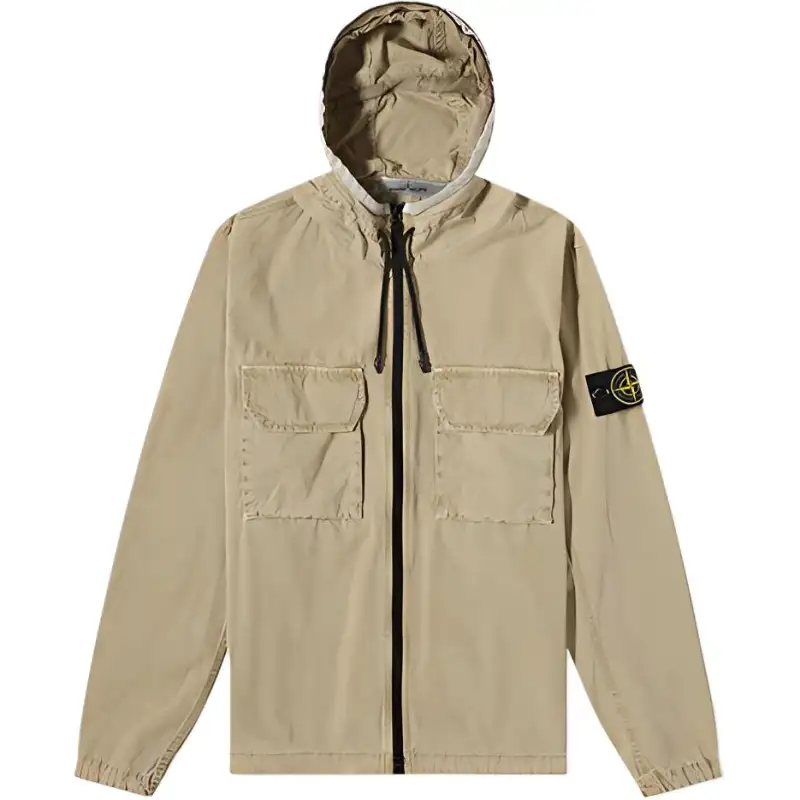 STONE ISLAND Jackets Men's Khaki Hooded Non Detachable Moderate Other