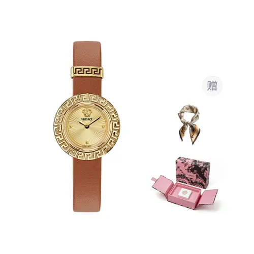 VERSACE Versace, golden quartz dial, women's watch, perfume, fashionable gift box for leisure, quartz mechanism, 28mm, for beloved