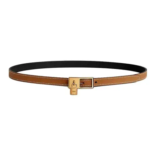 HERMES Lucky Calfskin Leather Belts Women's Width 1.5cm