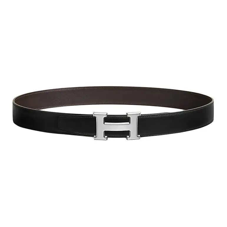 HERMES Togo Cow Leather Belts Women's Black Width 3.2cm