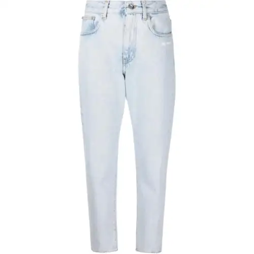 OFF-WHITE Diag-print cropped jeans