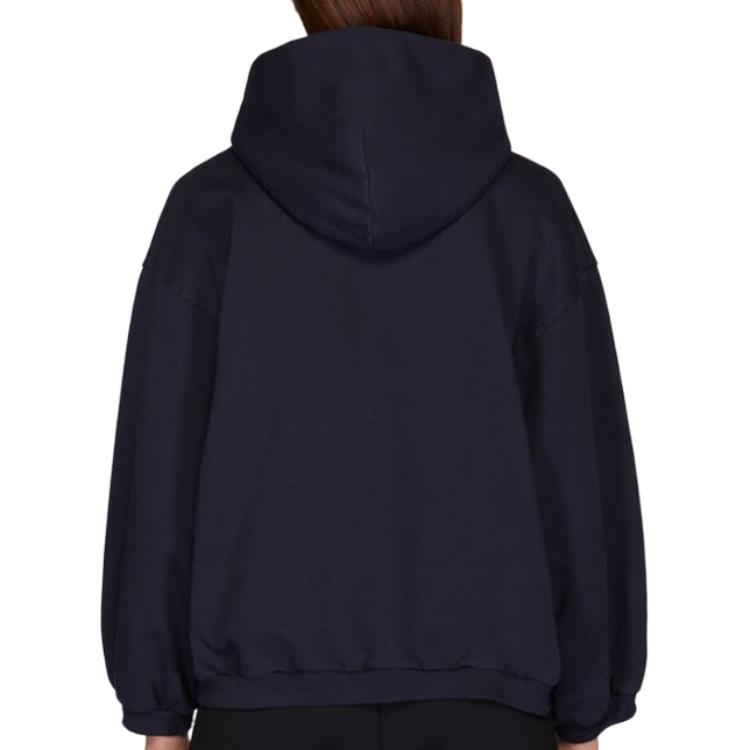 Женское худи Balenciaga SS22 Logo Hoodie (темно-синее) — фото 3