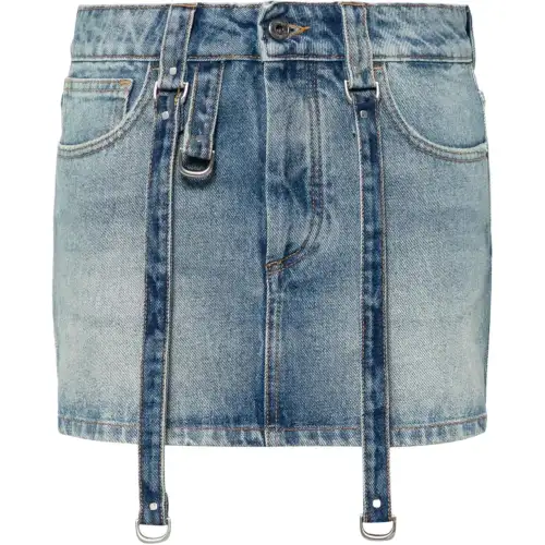 OFF-WHITE denim cargo mini skirt