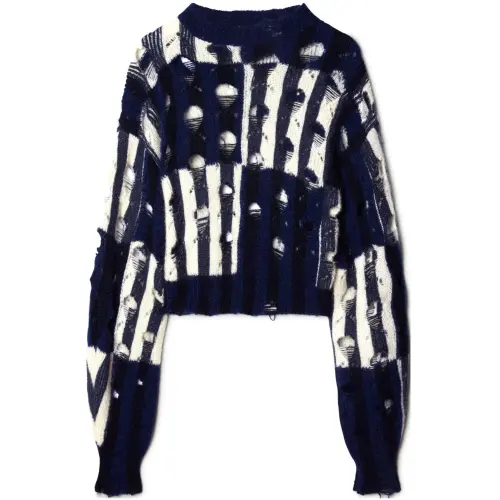 OFF WHITE Shibori Distressed Crewneck Long Sleeved Jumper
