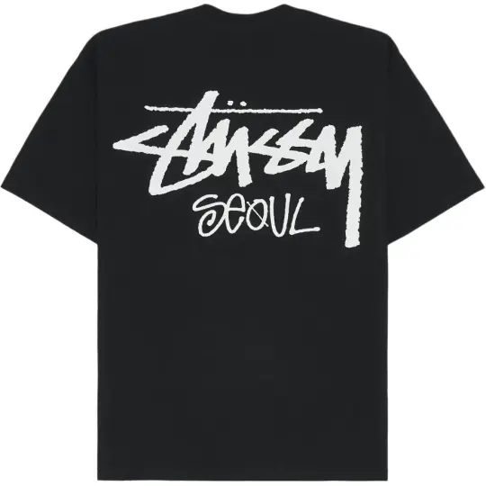 Ограниченная серия Stussy Seoul с буквенным принтом, повседневная простая футболка с круглым вырезом и короткими рукавами для мужчин и женщин.