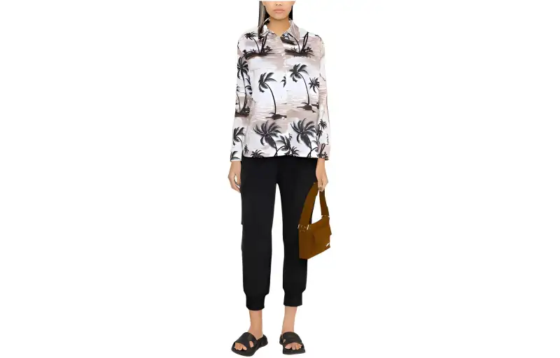 Palm Angels tropical-print long-sleeve shirt